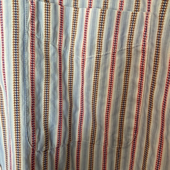 Men’s Alan Flusser red, blue thin pinstripe button  down shirt Size XL, nice - Picture 7 of 13
